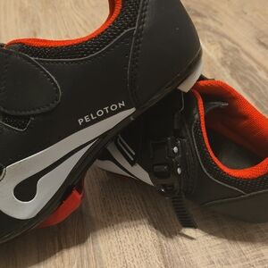Peloton Bike Gear- Click In Shoes - Black, Red, and White Size 38 Like New